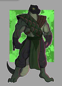 3_toes 5_fingers anthro barefoot biceps bottomwear clothing digitigrade feet fingers green_body humanoid_hands male mask muscular muscular_anthro muscular_male ninja pants pecs pupils simple_background slit_pupils solo toes warrior yellow_eyes yellow_sclera dummydurzz mortal_kombat reptile_(mortal_kombat) lizard lizardman reptile saurian_(mortal_kombat) scalie 2023 dated hi_res signature