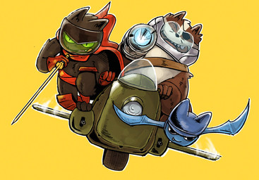 1_eye anthro arm_cannon armor black_body black_fur cape clothing cybernetics disability female fur green_eyes group headgear helmet katana machine male melee_weapon motorcycle overweight overweight_male prosthetic prosthetic_arm prosthetic_limb sword vehicle weapon vetiver_n cartoon_network mao_mao:_heroes_of_pure_heart adorabat badgerclops sheriff_mao_mao_mao badger bat cyborg domestic_cat felid feline felis mammal mustelid musteline hi_res