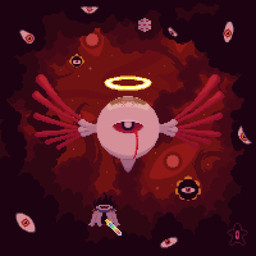 1_eye ambiguous_gender bandage bandage_on_head blinking blood blood_from_eye bodily_fluids cape clothed clothed_ambiguous clothing cloud detailed_background fake_eyes flying group halo holding_melee_weapon holding_object holding_sword holding_weapon looking_at_viewer melee_weapon midair monotone_body not_furry pupils red_sclera red_wings sky stare sword unusual_anatomy unusual_wings weapon white_body white_pupils wings void_omega kirby_(series) kirby_64:_the_crystal_shards nintendo 02_(kirby) dark_matter_swordsman dark_nebula miracle_matter true_dark_matter angel dark_matter_(kirby) eye_creature seraph_(angel) shadow_creature 1:1 2024 2d_animation aliasing animated animated_png digital_media_(artwork) loop pixel_(artwork) pixel_animation seamless_loop short_playtime