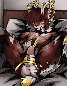 anthro male masturbation solo mega_moppa jeffavious deer mammal hi_res