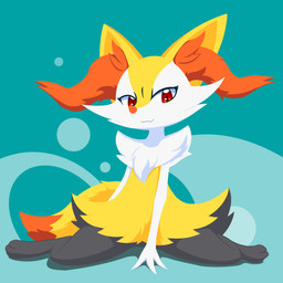 :3 ambiguous_anthro ambiguous_gender anthro biped closed_smile digitigrade dipstick_tail eyelashes featureless_crotch flesh_fang fluffy fluffy_tail front_view hand_between_legs looking_at_viewer markings mouth_closed simple_background sitting smile snout solo tail tail_markings teal_background wariza renbxn nintendo pokemon braixen canid generation_6_pokemon mammal pokemon_(species) 1:1 2026 digital_drawing_(artwork) digital_media_(artwork) full-length_portrait hi_res lineless portrait female_(lore)