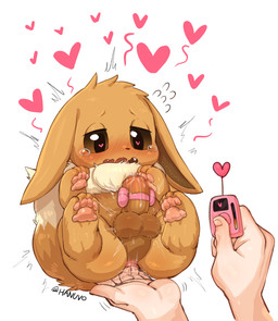 ambiguous_gender anal anal_fingering anthro balls blush bodily_fluids brown_body brown_eyes brown_fur duo erection fingering fingers fur genital_fluids genitals heart_eyes heart_symbol humanoid_genitalia humanoid_penis male open_mouth pawpads penis precum quadruped simple_background sweat tail tears teeth tongue hanuvo nintendo pokemon eevee generation_1_pokemon human mammal pokemon_(species) absurd_res hi_res