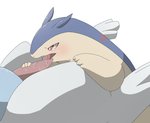 ambiguous_gender anthro belly blush duo erection fire genitals male male/ambiguous oral penis sex slightly_chubby kemononoko nintendo pokemon generation_2_pokemon legendary_pokemon lugia pokemon_(species) typhlosion hi_res