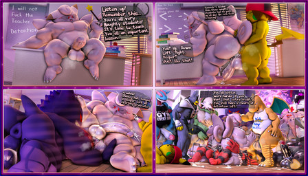4_panel_comic accessory anal anthro apple backwards_baseball_cap backwards_hat balls barefoot baseball_cap big_balls big_penis blue_body bodily_fluids book book_stack bottomless brown_body brown_hair butt chalkboard claws clothed clothing cock_ring cum cum_in_ass cum_in_mouth cum_inside desk detention dialogue duo ejaculation encouragement erection eyewear feet fellatio fellatio_while_penetrated food fruit furniture gameplay_mechanics genital_fluids genitals glans glasses grey_body group group_sex hair hat hat_only headgear headgear_only headwear headwear_only heart_eyes heart_symbol huge_balls huge_penis huge_tongue humanoid_genitalia humanoid_penis jewelry male male/male masturbation mostly_nude multicolored_body musclegut muscular musk nurse_clothing nurse_headwear oral orange_body orgy overweight pantsless partially_clothed penile penis penis_accessory penis_jewelry pink_body plant precum purple_body rimming school school_desk sex shirt shirt_only soles spiked_cock_ring spikes student table tail tank_top tank_top_only teacher teacher_and_student text topwear topwear_only unprofessional_behavior window_light wings yellow_body moonwulf nintendo pokemon fan_character ozul_(moonwulf) blissey chesnaught clefairy dragonite excadrill generation_1_pokemon generation_2_pokemon generation_3_pokemon generation_5_pokemon generation_6_pokemon generation_7_pokemon generation_8_pokemon gengar incineroar legendary_pokemon pikachu pokemon_(species) rapid_strike_style_urshifu salamence snorlax urshifu 2024 3d_(artwork) comic digital_media_(artwork) english_text hi_res source_filmmaker_(artwork)