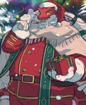 anthro beard christmas_clothing christmas_headwear clothing costume facial_hair gift gloves handwear hat headgear headwear holidays male mature_male mustache present_box red_body santa_costume santa_hat snow solo spikes spikes_(anatomy) tail yellow_eyes yed christmas lifewonders mythology tokyo_afterschool_summoners itzamna_(tas) dragon mythological_creature mythological_scalie scalie absurd_res hi_res