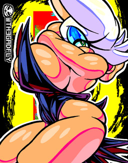 anthro bedroom_eyes big_breasts breasts cleavage clothed clothing female huge_breasts looking_at_viewer narrowed_eyes seductive side_boob solo thick_thighs wide_hips th3gadfly sega sonic_the_hedgehog_(series) rouge_the_bat bat mammal hi_res