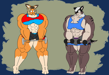 3_toes 4_toes 5_fingers abs anthro arms_bent barbell big_muscles big_pecs black_bottomwear black_clothing black_eyes black_shorts black_tail blonde_hair blue_bra blue_clothing blue_crop_top blue_panties blue_shirt blue_topwear blue_underwear body_size_growth bottomwear boxers_(clothing) bra breast_growth breasts brown_body brown_ear_tips brown_eyebrows brown_fur brown_hair cheek_tuft closed_smile clothed clothed_anthro clothed_female clothed_male clothing crop_top dipstick_ears duo ear_markings exercise expansion eyebrows eyelashes facial_tuft feet female fingers fully_clothed fully_clothed_anthro fully_clothed_female fully_clothed_male fur green_background grey_bottomwear grey_clothing grey_shorts growth hair holding_barbell holding_weights larger_anthro larger_female long_ears long_hair looking_at_breasts looking_at_own_breasts looking_at_self male medium_breasts midriff mouth_closed multicolored_body multicolored_ears multicolored_fur multicolored_hair muscle_growth muscular muscular_anthro muscular_female neck_tuft orange_body orange_fur panties pecs pink_nose purple_boxers purple_clothing purple_underwear red_bra red_clothing red_eyes red_sports_bra red_underwear shirt short_hair shorts simple_background size_difference size_transformation smaller_anthro smaller_male smile sports_bra standing tail tan_body tan_fur tan_inner_ear tan_tail thick_thighs thigh_expansion toes topwear torn_bottomwear torn_bra torn_clothing torn_crop_top torn_shorts transformation tuft two_tone_body two_tone_fur two_tone_hair two_tone_tail underwear wavy_hair weightlifting white_hair workout roarbowildside flint_(no_11) marigold_eastwood canid canine canis domestic_dog husky lagomorph leporid mammal nordic_sled_dog rabbit spitz 2025 alpha_channel digital_drawing_(artwork) digital_media_(artwork) english_description flat_colors hi_res