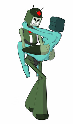 air_sex balls butt duo female genitals machine male male/female not_furry penis sex stand_and_carry_position standing standing_sex .executables .exxxecutables dot_executables hanz miss_color android humanoid robot animated