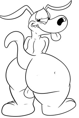 anthro balls big_butt blep bubble_butt butt genitals huge_butt male nude raised_tail rear_view smile solo tail teeth tongue tongue_out eternal-ferret nickelodeon rocko's_modern_life rocko_rama macropod mammal marsupial wallaby hi_res monochrome