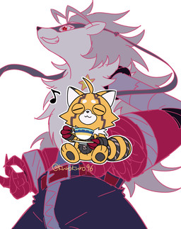 anthro bottomwear clothing container cup cybernetics evolutionary_family female fur grey_body grey_fur machine mask mechanical_arm orange_body orange_fur pants smile solo tea_cup kurokuro96 bandai_namco digimon digimon_beatbreak cyborg digimon_(species) pristimon wolvermon