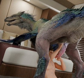 animal_genitalia animal_penis anus beak bed bed_frame bedroom bestiality bodily_fluids cum cum_drip cum_on_body door door_handle dripping duo erection feathers fellatio feral furniture genital_fluids genital_slit genitals handjob human_on_feral humanoid_genitalia humanoid_penis inside interspecies larger_feral larger_male light_body light_skin lights looking_at_another male male/male male_feral male_human male_on_feral male_on_human nude open_beak open_mouth oral penile penis raised_tail scales sex sitting size_difference smaller_human smaller_male tail tail_feathers tapering_penis tallion raithvaneal_(modeler) raptie_(modeler) capcom monster_hunter chase_(crimsoncreaturecreations) bird_wyvern human mammal scalie seikret 2026 3d_(artwork) digital_media_(artwork)