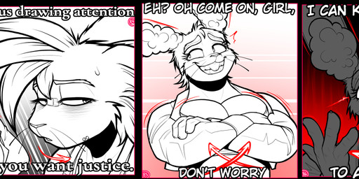 4_fingers angry anthro argument band-aid band-aid_on_cheek band-aid_on_face band-aid_on_nose bandage bandage_on_face bandage_on_nose big_breasts bodily_fluids bottomwear breasts buckteeth clothed clothing cracking_knuckles dialogue duo female fingers forced_smile fully_clothed inner_ear_fluff jacket long_ears mischievous_smile missing_ear motion_lines muscular muscular_female navel nervous nervous_sweat pants red_background red_eyes shirt short_tail simple_background slightly_chubby slightly_chubby_female slim_female sweat t-shirt tail teeth tension text topwear tuft softbunnyhouse cleonoris_saris fatima_coco humanoid lagomorph leporid mammal rabbit black_and_white comic digital_drawing_(artwork) digital_media_(artwork) french_text monochrome multiple_scenes