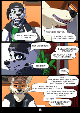 anthro backwards_hat baseball_cap borderless_panel brown_eyes clothed clothed_anthro clothed_male clothing collar college_clothing college_dorm college_jacket college_logo college_student dialogue duo ear_piercing fully_clothed fully_clothed_anthro fully_clothed_male fur hat headgear headwear heterochromia hoodie male markings open_mouth page_number piercing sad sitting speech_bubble spots spotted_body spotted_fur text topwear ariesartist lucas_(ariesartist) matthew_(ariesartist) border_collie canid canine canis collie dalmatian domestic_dog herding_dog mammal pastoral_dog sheepdog 3d_(artwork) absurd_res blender_(artwork) comic digital_media_(artwork) english_text hi_res
