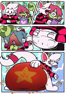 ambiguous_gender anthro curled_tail diaper duo soiled_diaper tail unclean_diaper used_diaper vore hyper423 domestic_cat felid feline felis mammal scalie hi_res