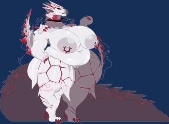 5_fingers anthro anthrofied areola beak belly big_breasts big_tail biped breasts chin_spikes choker colored_nails curvy_figure digitigrade eyelashes facial_spikes fangs female female_anthro fingernails fingers genitals grey_areola grey_nipples grey_sclera hand_on_hip huge_tail jewelry membrane_(anatomy) membranous_wings nails navel necklace nipple_piercing nipples non-mammal_breasts non-mammal_nipples nude nude_anthro nude_female open_mouth overweight overweight_anthro overweight_female piercing pupils red_body red_eyes red_fingernails red_nails red_spikes sharp_fingernails sharp_nails simple_background slit_pupils solo spike_piercing spikes spikes_(anatomy) standing tail teeth thick_thighs three-quarter_view tongue transparent_background voluptuous voluptuous_anthro voluptuous_female vulva white_body wide_hips wing_spikes winged_arms wings dorans_flea capcom monster_hunter flying_wyvern sparkling_zerureusu 2026 aliasing alpha_channel binary_drawing cel_shading digital_drawing_(artwork) digital_media_(artwork) full-length_portrait portrait shaded