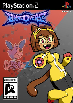 anthro female kit(gameoverse) solo candi_barr_artist gameoverse glitch_productions domestic_cat felid feline felis mammal hi_res