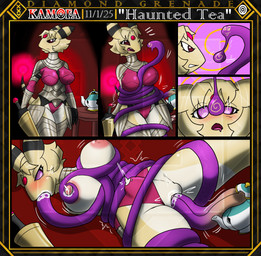 5_panel_comic abstract_background ambiguous_gender anthro armor big_breasts bodily_fluids breasts clothed clothing dark_back duo fellatio female genitals hypnosis lactating lance melee_weapon mind_control nipple_fetish nipple_play nipples on_ground oral pendulum penile pokemorph polearm sex skimpy spiral spiral_background spiral_eyes spread_legs spreading surprised tentacle_sex tentacles unconvincing_armor vulva weapon diamond_grenadier nintendo pokemon ampharos generation_2_pokemon generation_8_pokemon pokemon_(species) polteageist absurd_res comic hi_res