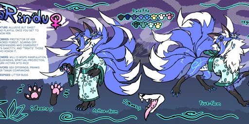 9_tails animal_genitalia animal_vulva anthro asian_clothing bedroom_eyes blue_body breasts butt canine_genitalia canine_vulva claws clothed clothing dress east_asian_clothing feet female feral foot_fetish fur genitals hindpaw japanese_clothing kimono markings multi_tail narrowed_eyes pawpads paws rindu_the_kitsune seductive solo tail text thick_thighs upside_down_vulva vulva blizzate canid canine fox fox_spirit mammal english_text hi_res