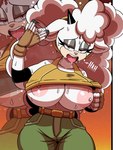 anthro big_breasts bodily_fluids breasts female horn huge_breasts nipples open_mouth solo sweat tongue tongue_out under_boob cxrryart idw_publishing sega sonic_the_hedgehog_(comics) sonic_the_hedgehog_(idw) sonic_the_hedgehog_(series) lanolin_the_sheep_(sonic) bovid caprine mammal sheep hi_res