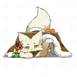 3_fingers :3 ambiguous_anthro ambiguous_gender anthro big_tail blush brown_kerchief brown_neckerchief cheek_tuft circle_eyebrows eyebrows facial_tuft fingers fluffy fluffy_tail food front_view fruit fur furniture handpaw huge_tail inviting inviting_viewer kemono kerchief kerchief_only kotatsu looking_at_viewer lying monotone_body monotone_fur monotone_tail mostly_nude mostly_nude_ambiguous mostly_nude_anthro neckerchief neckerchief_only neckwear on_front paws plant plushie pupils simple_background solo table tail tail_motion tailwag tan_body tan_ears tan_fur tan_inner_ear tan_tail thick_tail tuft white_background white_pupils yellow_eyes tontaro nintendo pokemon naa-kun_(tontaro) felid feline floragato generation_7_pokemon generation_9_pokemon mammal pokemon_(species) torracat 1:1 2026 2d_animation animated colored digital_media_(artwork) frame_by_frame no_sound shaded short_playtime signature video