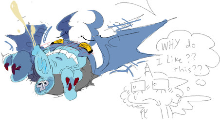 anthro bodily_fluids cum curling_toes ejaculation eyes_closed feet flapping_wings genital_fluids hands-free male pubes shitpost solo wing_flap wings mora_less bandai_namco digimon demidevimon digimon_(species) meme