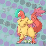 1:1 2022 absurd_res anthro archeops aztepyeen biped black_eyes blue_body bodily_fluids clitoris dialogue dotted_background egg egg_from_pussy english_text fan_character female fossil_pokemon front_view generation_5_pokemon genital_fluids genitals hi_res holding_own_tail holding_tail multi_tone_body nintendo nude open_mouth oviposition pattern_background penetration pokemon pokemon_(species) pussy red_body simple_background solo standing tail talking_to_viewer text thick_thighs vaginal vaginal_fluids vaginal_penetration virgo_(character) yellow_body