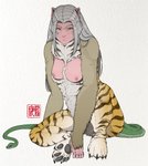 anthro breasts brown_body brown_fur curling_toes feet female fur grey_hair hair living_tail long_hair nipples nude pawpads scales simple_background snake_tail soles solo tail unusual_anatomy unusual_tail white_background yellow_body yellow_fur osada asian_mythology east_asian_mythology japanese_mythology mythology chimera felid haplorhine japanese_macaque macaque mammal monkey mythological_creature mythological_nue nue old_world_monkey pantherine primate reptile scalie snake tiger yokai hi_res