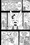 anthro breasts butt canid canine canis cleavage clothed clothing comic daigaijin dialogue domestic_dog duo english_text female furryfight_chronicles heart_eyes heart_symbol hi_res lagomorph leporid magazine male mammal mellow_(furryfight_chronicles) monochrome muko poodle rabbit speech_bubble text