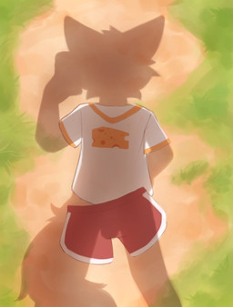 anthro bottomwear clothing implied_nudity male public public_nudity red_bottomwear red_clothing red_shorts selfie shorts silhouette solo topwear white_clothing white_topwear young bluchyccheese dressed_shadow bluchy hi_res