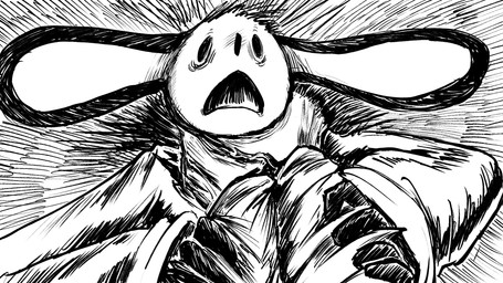 anthro asphyxiation choking duo female hands_around_neck holding_arms long_ears male sleeves strangling struggling dragonweirdo puck_(dragonweirdo) tula_(dragonweirdo) canid canine canis domestic_dog domestic_ferret mammal mustelid musteline true_musteline weasel 16:9 hi_res monochrome widescreen