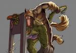 anthro argonian bent_over bethesda_softworks bodily_fluids cum cum_while_penetrated cumshot duo ejaculation equid equine erection eyes_closed from_behind_position genital_fluids genitals horse male male/male male_penetrated male_penetrating male_penetrating_male mammal microsoft orgasm orgasm_face penetration penis punishment reach_around restraints scalie sex standing standing_sex stocks the_elder_scrolls third-party_edit tongue tongue_out unknown_artist