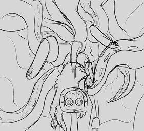 anthro bodily_fluids cum cum_drip cum_on_face dripping dripping_penis electronics for_a_head fur genital_fluids genitals male pawpads paws penetration penis restrained restrained_by_tentacles screen screen_face sex solo television tentacle_penetration tentacle_sex tentacles neoncityrain chucklefish starbound felid feline mammal mechit object_head screen_head tv_head guide_lines hi_res monochrome