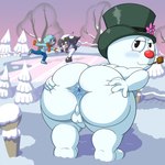 anus balls bent_over butt clothing genitals group hat headgear headwear looking_at_viewer looking_back male not_furry smile snow snow_balls snow_penis snowman solo_focus spread_anus spread_butt spreading thejestermime frosty_the_snowman elemental_creature elemental_humanoid humanoid mineral_fauna mineral_humanoid snow_creature snow_humanoid 1:1 absurd_res hi_res