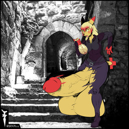 anthro balls balls_expansion big_balls big_penis clothing expansion genital_expansion genitals gynomorph huge_balls huge_penis hyper hyper_balls hyper_genitalia hyper_penis intersex penis penis_expansion transformation dnp101 nintendo pokemon generation_3_pokemon plusle pokemon_(species) 1:1 hi_res