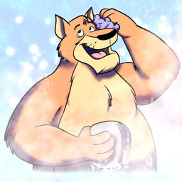 4_fingers anthro bathing belly big_belly black_nose brown_body fingers humanoid_hands male overweight overweight_male shower solo wet hubie360 brok_the_investigator cowcat_games sin_silver kangaroo macropod mammal marsupial 1:1 2023 hi_res