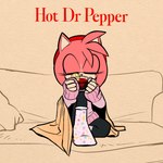 anthro bedding blanket clothing container cup female footwear fur furniture hot_beverage hot_drink lemon_slice pink_body pink_fur sitting socks sofa solo sweater text topwear lettuce_(artist) dr_pepper sega sonic_the_hedgehog_(series) amy_rose eulipotyphlan hedgehog mammal 1:1 2025 english_text hi_res