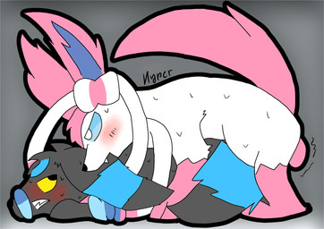 angry animal_genitalia animal_penis arms_tied bite black_body black_fur blue_body blue_fur blush bodily_fluids bound cum cum_inside doggystyle dominant duo ear_bite embarrassed feral feral_on_feral feral_penetrating forced from_behind_position fur genital_fluids genitals holding_leg holding_thigh knotting male male/male penetration penis pink_body pink_fur rape ribbons seductive sex sweat tail tied_mouth white_body white_fur ne_hyper nintendo pokemon eeveelution generation_2_pokemon generation_6_pokemon generation_7_pokemon pokemon_(species) shiny_pokemon sylveon umbreon absurd_res hi_res