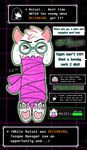 anthro arms_tied barefoot bdsm blush blush_lines bondage bound captured dialogue distressed feet legs_tied male mummified paws restrained restrained_arms restrained_legs shoeless speech_bubble text devluca17 deltarune undertale_(series) ralsei susie_(deltarune) bovid caprine mammal absurd_res english_text hi_res