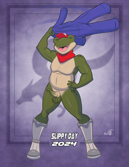 anthro boots boots_only clothing footwear footwear_only genitals green_body male mostly_nude nude pattern_background penis shoes simple_background solo starfox_logo underwear stogiegoatarts nintendo star_fox slippy_toad amphibian digital_media_(artwork) hi_res