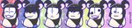 alternate_species black_body black_fur blue_eyes blue_tail feral fur furrification green_tail group hair male pink_nose pink_tail purple_tail red_tail simple_background tail whiskers white_body white_fur wide_image yellow_tail lunarpanda8686 hamtaro_(series) mr._osomatsu choromatsu_matsuno ichimatsu_matsuno jyushimatsu_matsuno karamatsu_matsuno osomatsu_matsuno todomatsu_matsuno cricetid hamster mammal rodent crossover digital_drawing_(artwork) digital_media_(artwork) hi_res long_image shaded soft_shading