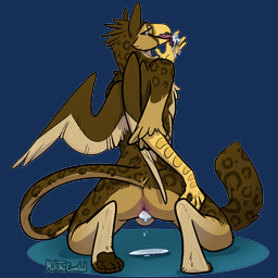 after_anal anthro anus balls beak bodily_fluids brown_body brown_feathers brown_fur cum cum_from_ass cum_in_ass cum_inside cum_on_hand cum_pool feathered_wings feathers fur genital_fluids genitals half-closed_eyes kneeling leaking_cum licking_cum looking_at_viewer looking_back looking_back_at_viewer male male_anthro markings narrowed_eyes nude nude_anthro nude_male open_mouth pawpads presenting purple_eyes rear_view simple_background solo spots spotted_body spotted_fur tail tan_body tan_feathers tan_fur tongue tongue_out wings yellow_body meldritchhorror mythology kavik avian gryphon mythological_avian mythological_creature 1:1 2020 alpha_channel hi_res