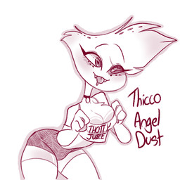 anthro bottomwear chest_tuft choker clothing heterochromia hotpants jewelry legwear male necklace shorts solo thigh_highs tuft sprinklecake00z hazbin_hotel hellaverse angel_dust arachnid arthropod spider 1:1