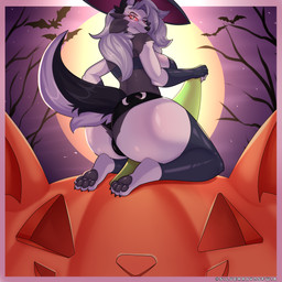 4_toes anthro barefoot big_breasts big_butt black_pawpads breasts butt claws feet female fur grey_body grey_fur hair holidays pawpads paws plantigrade soles solo tail thick_thighs toe_claws toes white_body white_eyes white_fur white_hair silverray17 halloween hellaverse helluva_boss mythology loona_(helluva_boss) canid canid_demon canine demon hellhound mammal mythological_canine mythological_creature 1:1 absurd_res hi_res