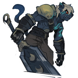 abs anthro biceps black_body black_fur fur greatsword hair male melee_weapon muscular muscular_anthro muscular_male nipples pecs red_eyes solo sword weapon white_hair sinobali bandai_namco digimon digimon_beatbreak digimon_(species) murasamemon 1:1 hi_res