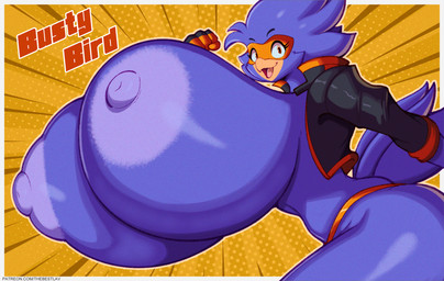anthro areola big_breasts biped black_clothing blue_body breasts clothed clothing eyelashes female female_anthro glistening glistening_body huge_breasts hyper hyper_breasts looking_at_viewer nipples panties pupils purple_areola purple_nipples smile solo text thick_thighs topwear underwear l-a-v busty_bird avian bird corvid corvus_(genus) crow oscine passerine 2026 digital_media_(artwork) hi_res url