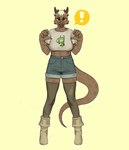 accessory anthro boots bottomwear brown_body brown_eyes brown_skin claws clothing costume denim denim_bottomwear denim_clothing denim_shorts female footwear hair headband horn shoes shorts solo tail tongue tongue_out topwear white_hair pinwired invader_zim nickelodeon gir_(invader_zim) reptile scalie absurd_res hi_res