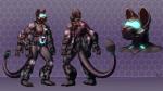 4_arms anthro armor clothing gas_mask machine male mask multi_arm multi_limb power power_armor science_fiction solo suit freya_manibrandr alien kattyri 16:9 digital_media_(artwork) full-length_portrait hi_res model_sheet portrait widescreen