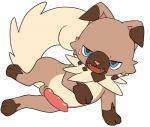 animal_genitalia animal_penis blue_eyes canine_genitalia canine_penis erection feral genitals knot male open_mouth penis simple_background solo spot_shading white_background manmosu_marimo nintendo pokemon canid canine generation_7_pokemon mammal pokemon_(species) rockruff 2016 digital_media_(artwork) flat_colors