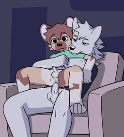 4_toes 5_fingers adult_on_child adult_on_young age_difference anal anal_penetration anthro casual_sex chair countershade_ears countershade_face countershading duo emanata feet fingers foreskin furniture genitals gloves_(marking) hug hugging_another hugging_from_behind leg_markings male male/male markings narrowed_eyes on_chair on_lap penetration penis sex simple_background sitting sitting_on_another sitting_on_chair sitting_on_lap socks_(marking) spread_legs spreading toes white_body wide_eyed young young_anthro young_male younger_penetrated minishadefox doric_(minishadefox) kito_(minishadefox) african_wild_dog canid canine canis mammal wolf