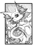 anthro body_horror extended_neck female feral long_neck male parasite solo aph_(artist) chinese_zodiac new_year_2024 nintendo pokemon year_of_the_snake fan_character braixen generation_6_pokemon monster pokemon_(species) monochrome